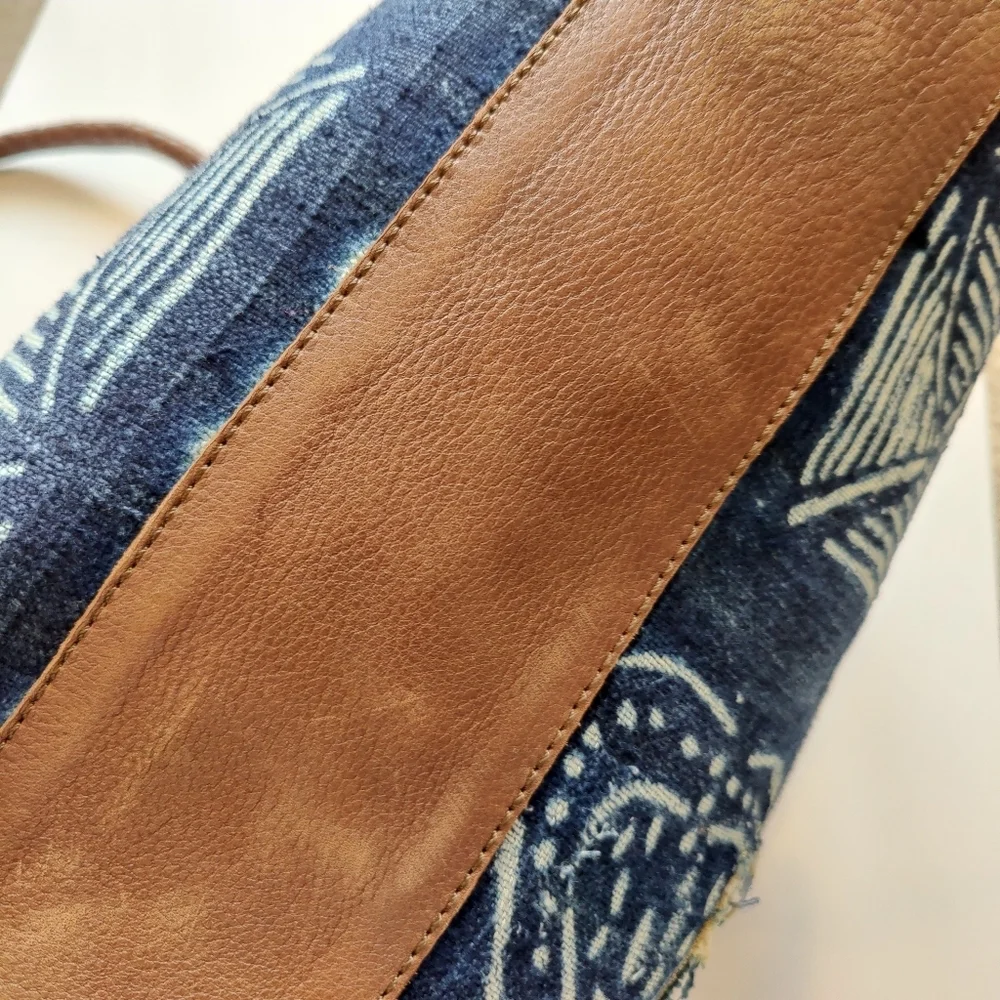 WILL INDIGO DENIM TOTE COGNAC